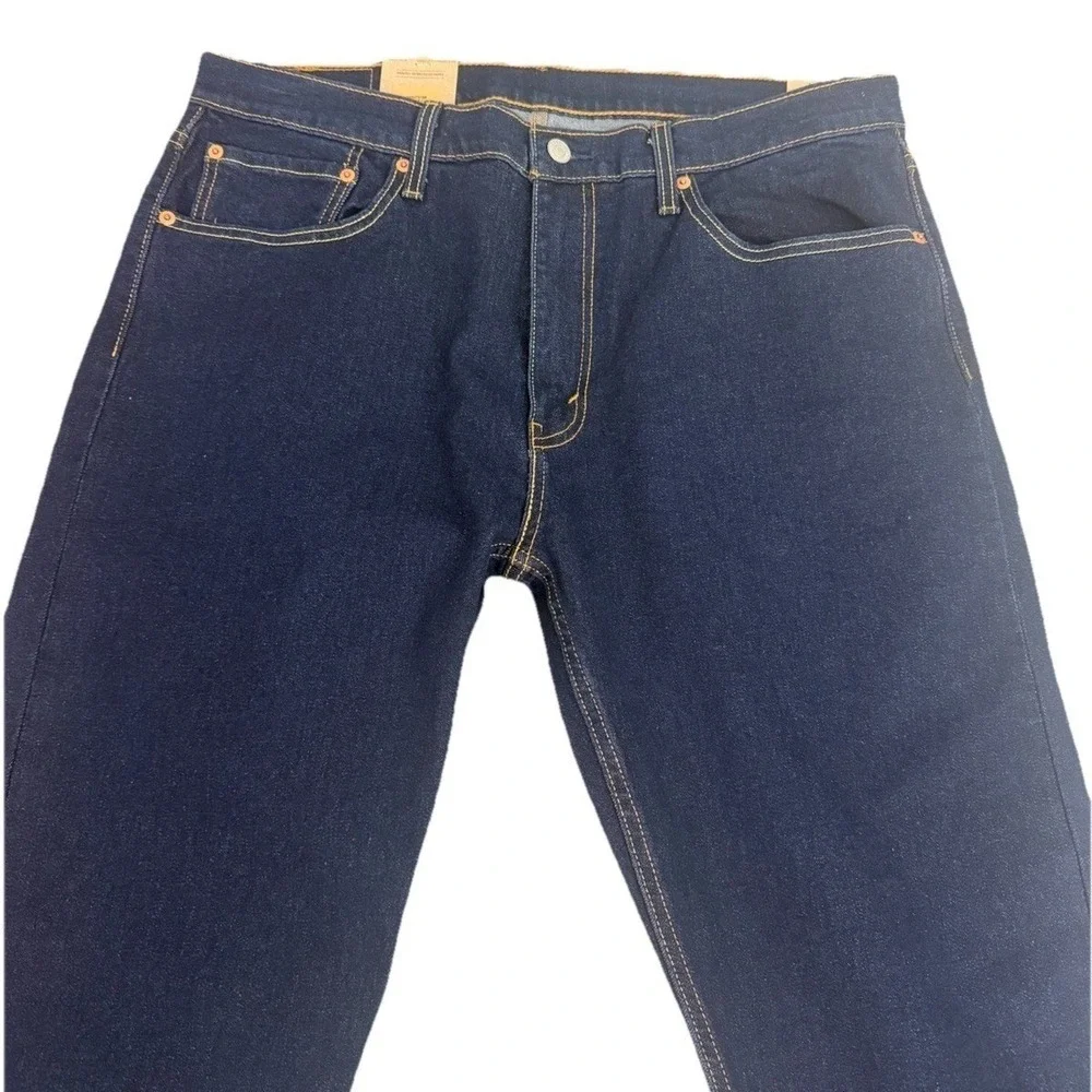 Levis 502 Men's Taper Jeans Stretch Blue Dark‎ Wash Denim 36x30 Work Cowboy New